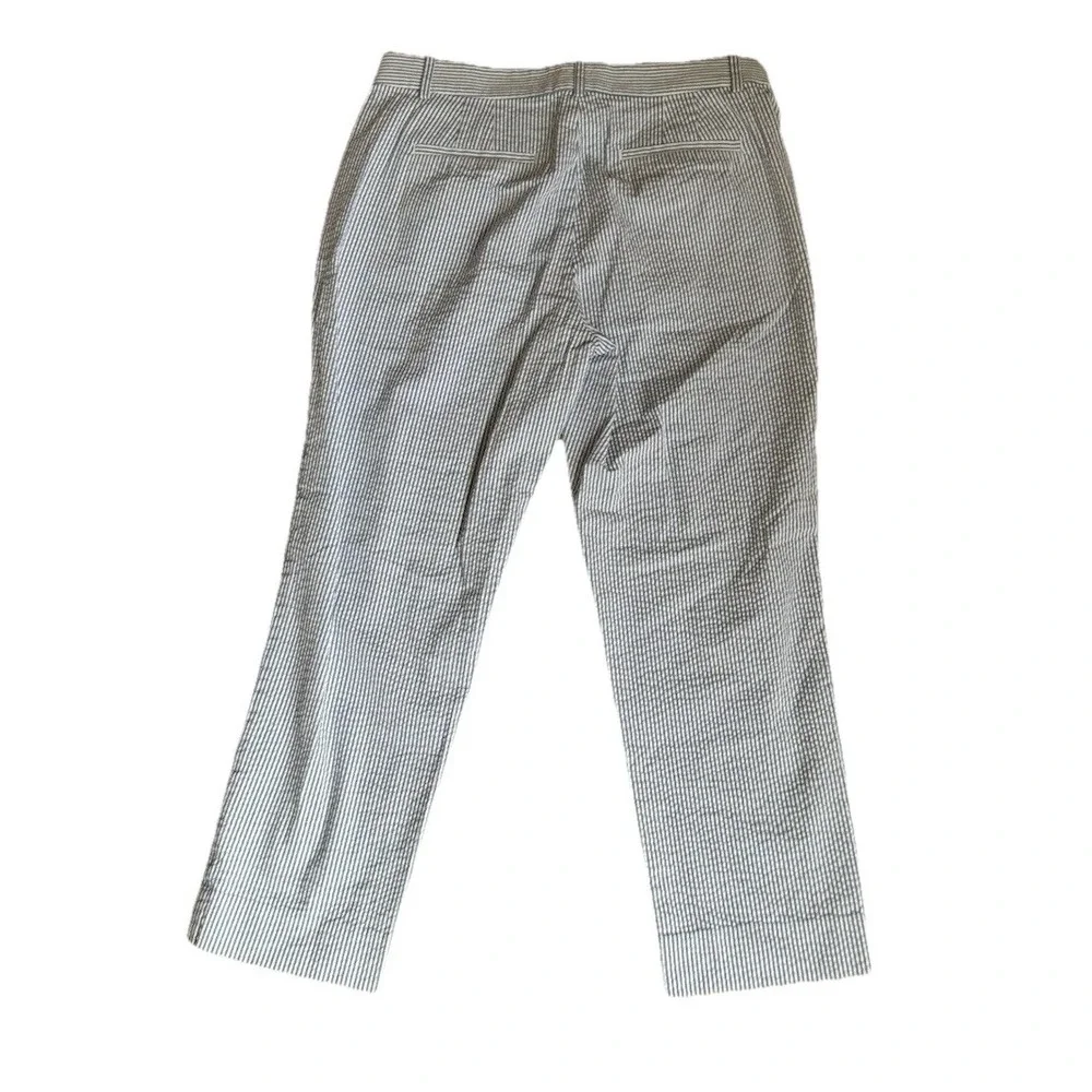 J Crew  Seersucker Pants Womens Size 8 Blue‎ White Stripe Stretch Cotton Beachy - Picture 7 of 9